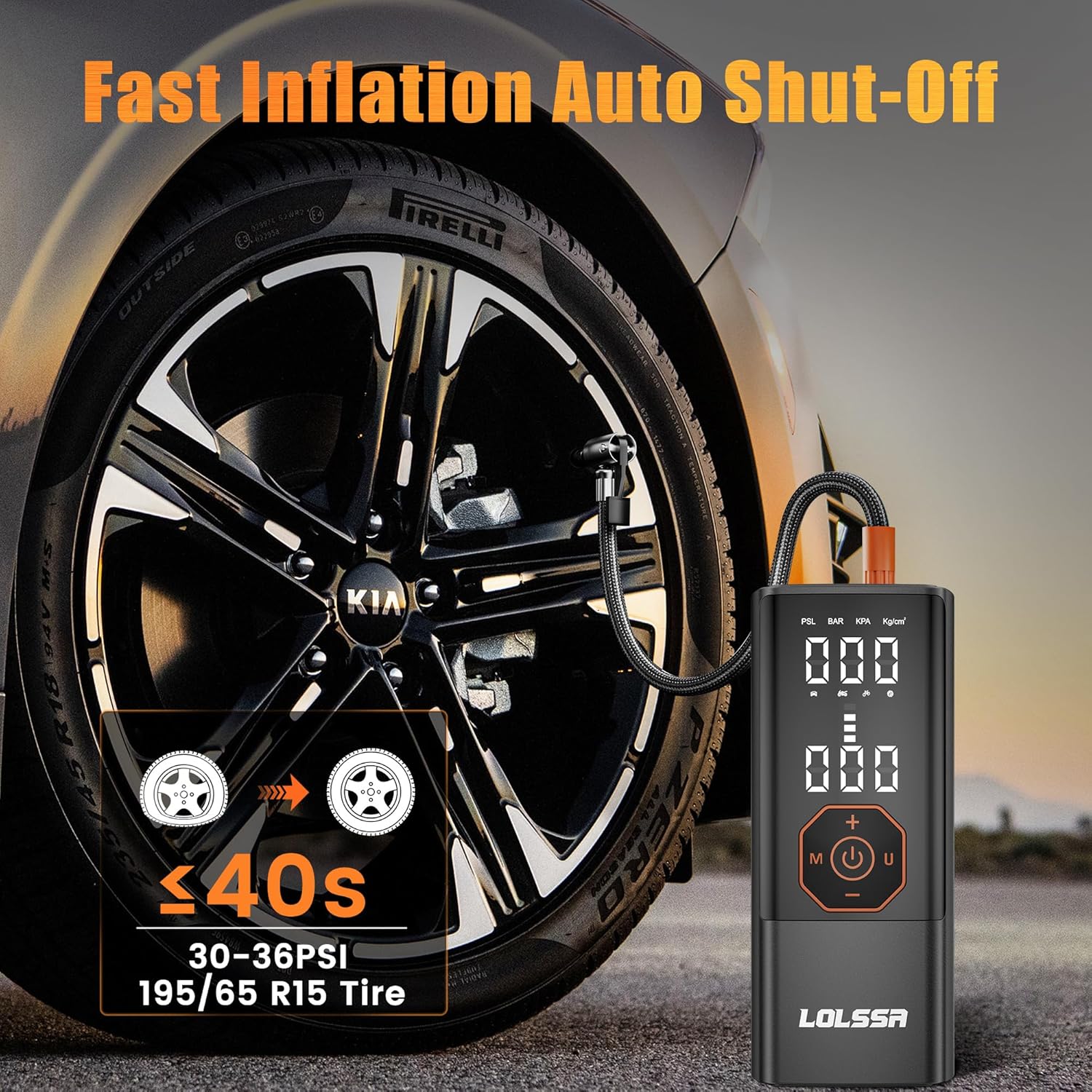 Tire Inflator Portable Air Compressor-180PSI Air Pump for Car Tires-Cordless Tire Pump with Pressure Gauge, Cigarette Lighter Plug for Motorcycle, Bike, Ball, Dual-Use Type