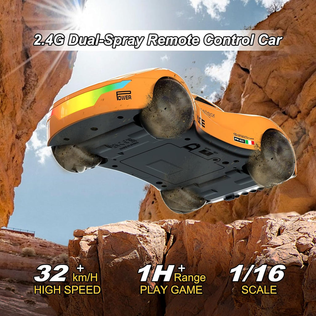 Drift Car, High-Speed Remote Control Cars, Rc Drift Cars for Adults, 32+ km/H, 1:16 Scale, Self-Spray, Infinity Color Lamp, 1200mAh Battery, Racing Level Operation, Gift for Kids/Adults (Orange)
