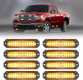 HLauto 1200T Emergency Strobe Grille Lights: 8pcs 12 LED Sync Feature Safety Warning Flashing Lights, Ultra Slim Surface Mount Hazard Caution Lights for Trucks, Vehicles, Car, ATV, UTV (Amber)
