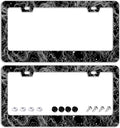 Topographic Map License Plate Frames - 2 Pcs Set 2 Holes Stainless Steel Metal Novelty Auto Car Accessories Decoration License Plate Frame Cover Size 6.3" x 12.2" Fit US Vehicles for Women Men Gift