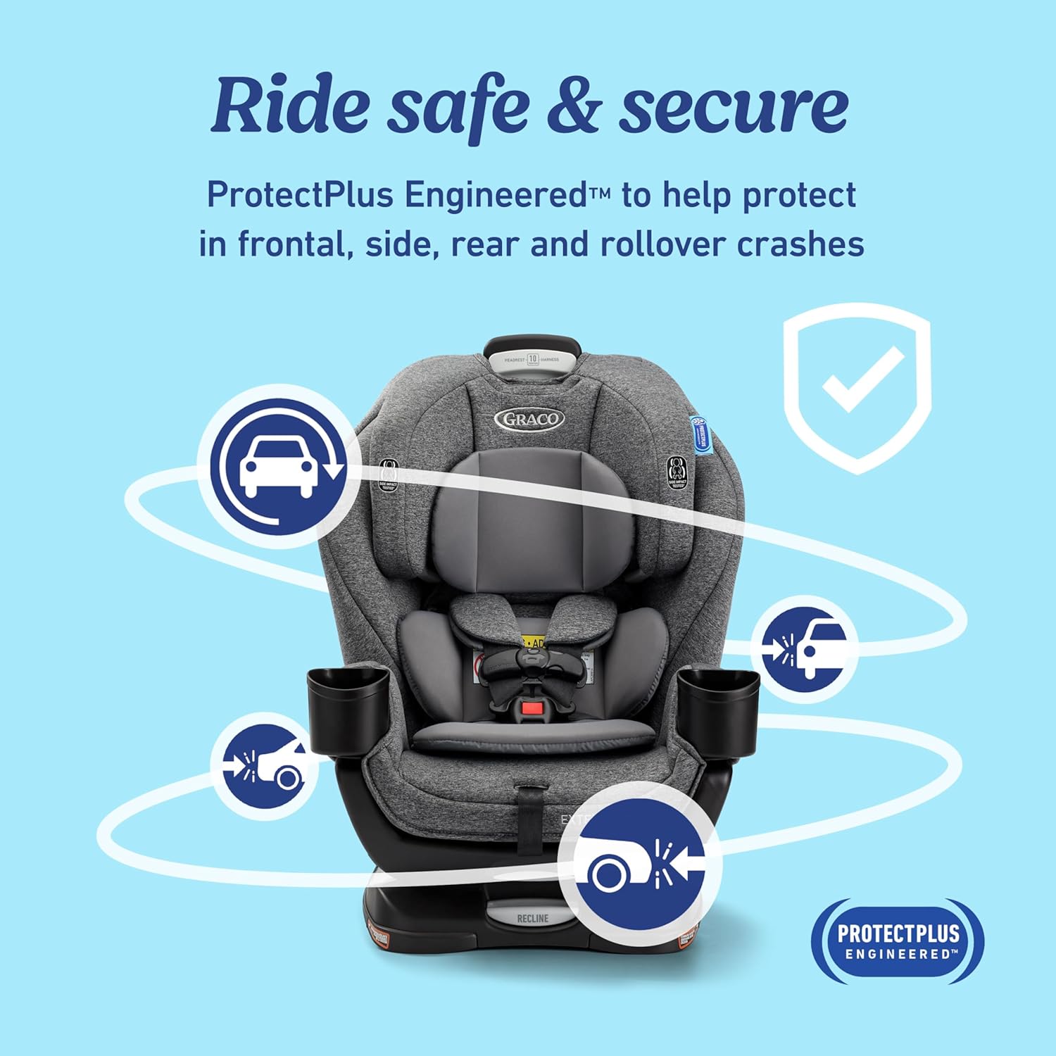 Graco Extend2Fit Convertible Baby Car Seat, Rear and Forward Facing, Adjustable Extension Panel for Extra Legroom, Ashten
