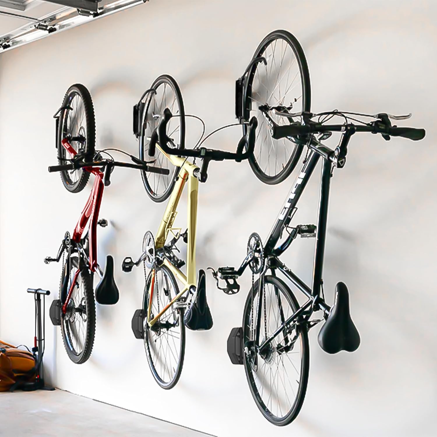 Swivel Bike Wall Mount, Vertical Bike Rack for Garage, Space-Saving Bike Storage and Hanger with Gear Position Lock, Supports Up to 66 lbs, Black, 2 Pack