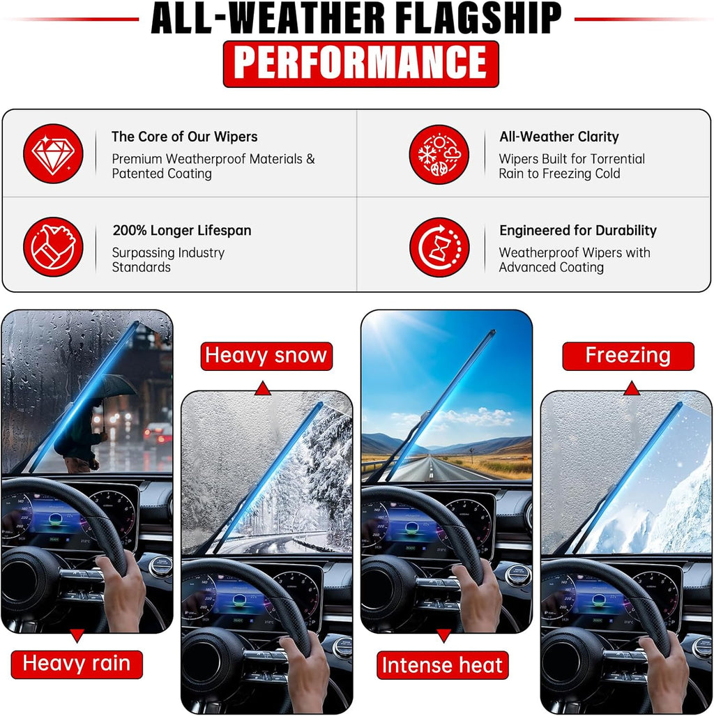 Windshield Wiper Blades Replacement for VW Volkswagen Atlas 2018 2019 2020 2021 2022 Original Factory Quality Front Rear Wipers Blade Set for My Car - 26" 22" 12" (Pack of 3)