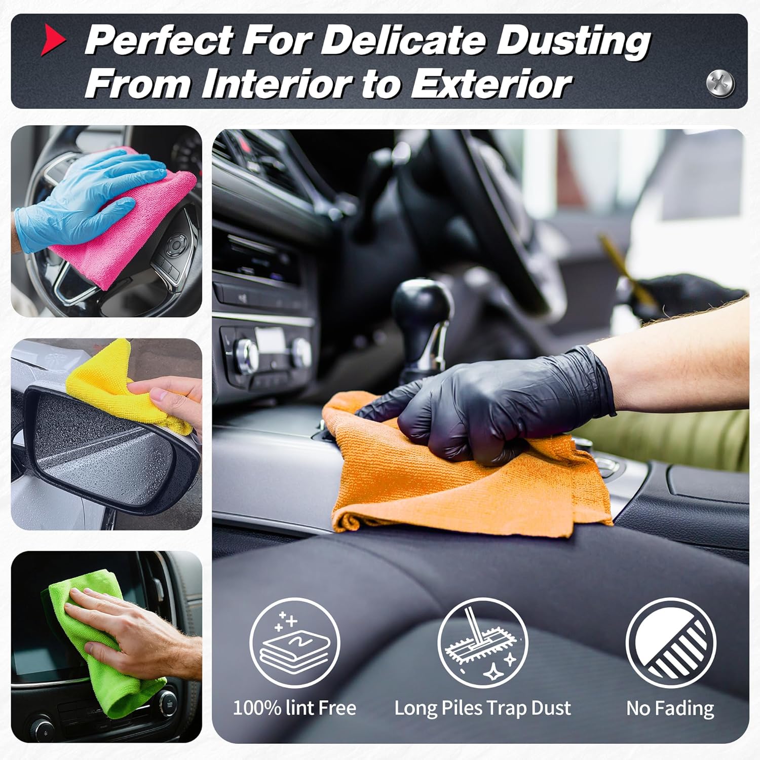 FIXSMITH Microfiber Cleaning Cloth, 100 Pack Shop Towels, Micro Fiber Cloth for Cleaning Car, All-Purpose Absorbent Cleaning Rags for Housekeeping, Dust Cloth for Office, Car Wash Towels, 12inx12in