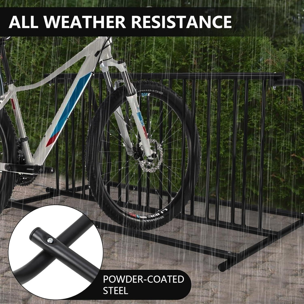 Commercial Floor Bike Rack Stand - 10-Bike Capacity, Premium Steel, Superior Stability, Suitable for Various Locations