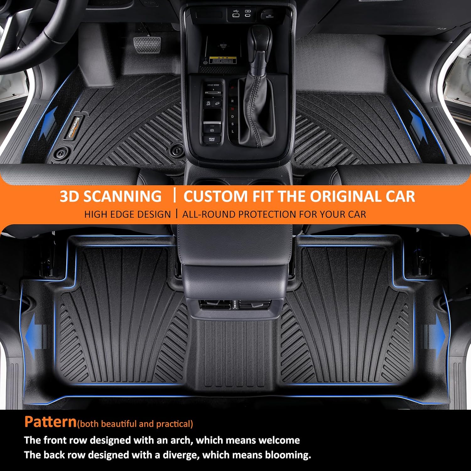 Binmotor-All Weather Floor Mats and Cargo Liner Set for 2024 2025 Mazda CX-90 & CX-90 PHEV（6 & 7 Seater with 2nd Row Bench Seat or Bucket Seat） Seatback Cargo Fit for 6 Seater, for CX90 Accessories