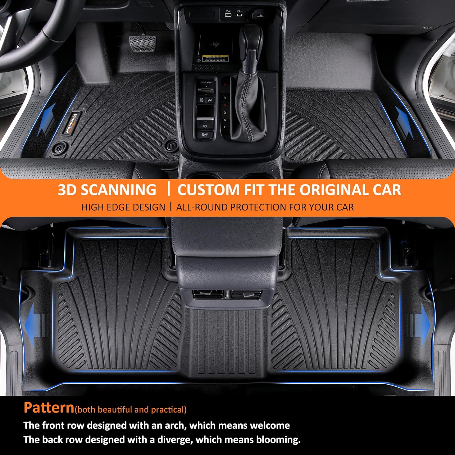 Binmotor-Floor Mats & Cargo Liner Custom for Genesis GV80 5-Seater 2021-2025, 1st & 2nd Row & Cargo Mat Full Set, Heavy Duty Car Floor Liners for Genesis GV80 Accessories