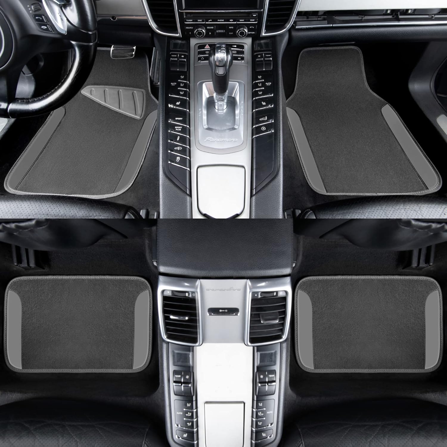 CAR PASS Waterproof Universal Fit Car Floor Mats, Car Mats Fit for SUV,Vans,sedans, Trucks,Set of 4pcs Car Carpet with Driver Heel Pad (All Gray)