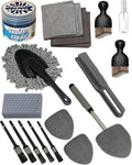 18Pcs Professional Car Interior Detailing Kit All-in-One Cleaning Tools for Windows, Dashboard, Vents, Windshield Cleaner Brush, Magic Sponge, Chamois Cloth, Detailing Brushes & Accessories