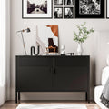 2 Door Storage Sideboard, Metal Storage Cabinet with 2 Adjustable Shelf,Multipurpose Metal Accent Cabinet for Office Home,Music Studio (Black, 25''H)