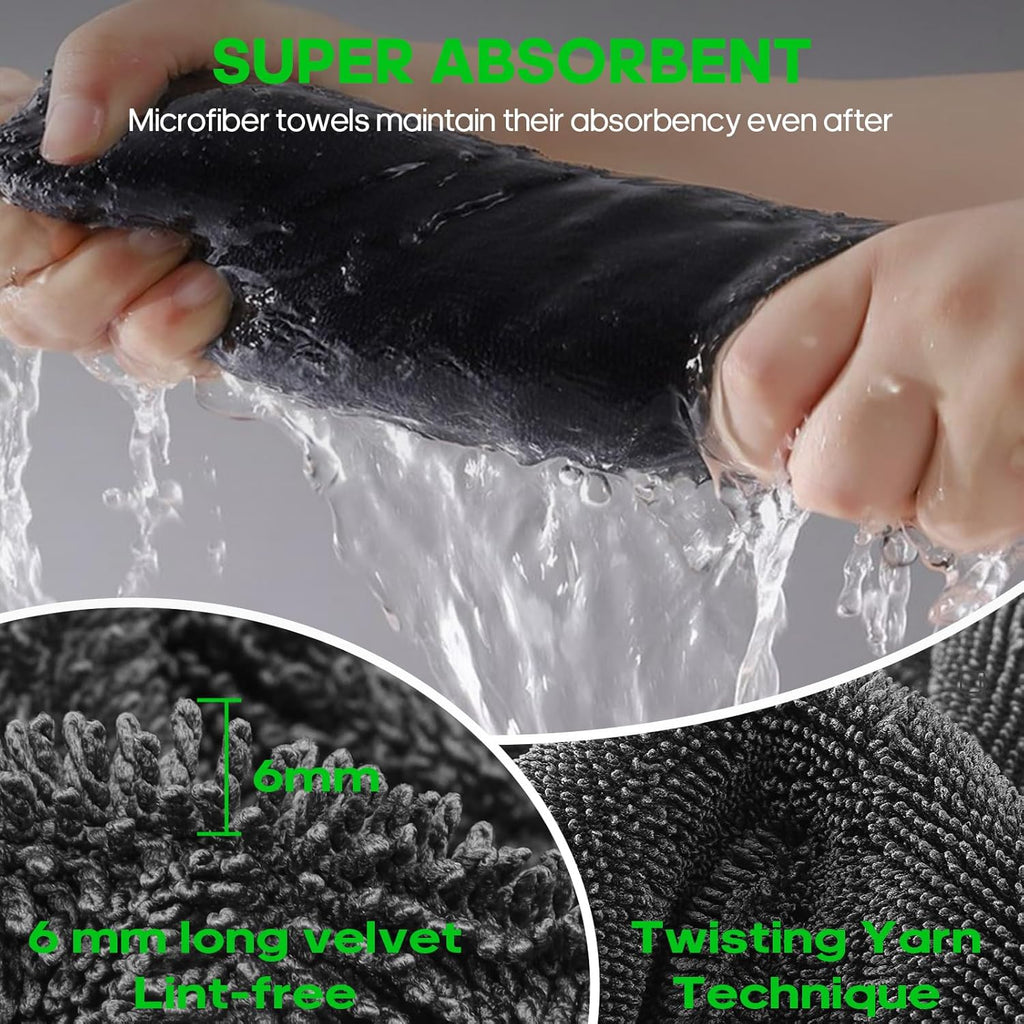 2 Pack Microfiber Towels (36"x 24") Extra Large Ultra Absorbent Drying Towel for Cars and Trucks, Without Streaks, Scratches, or Water Spots