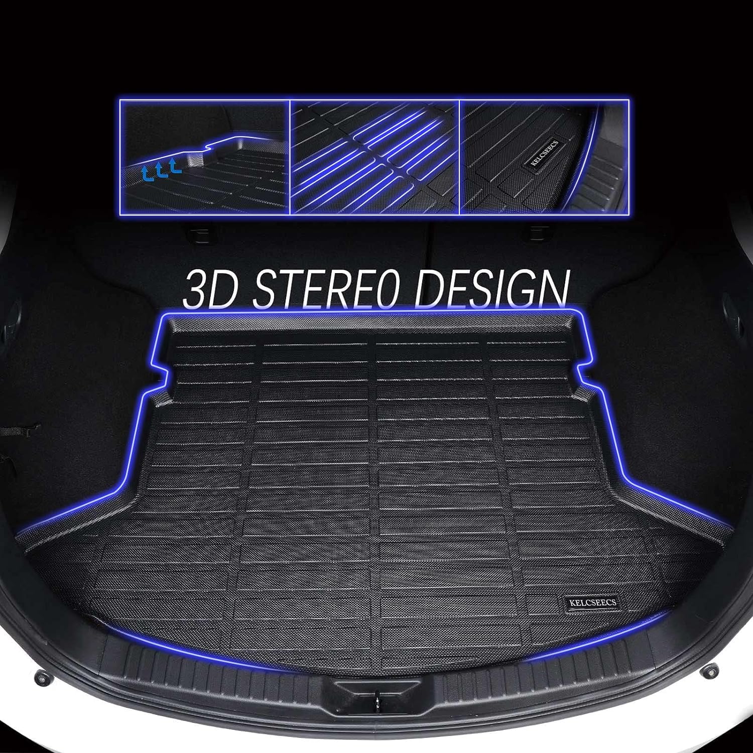 KELCSEECS® Floor Mats & Cargo Liner Fit for 2017-2022 Kia Sportage(Not Hybrid) All Weather Car Mats Floor Liners Trunk Mat Cargo Mat Sportage Floor Mats Trunk Liner(Cargo Tray in Upper Deck Position)