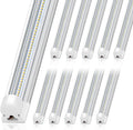 Barrina 8FT LED Shop Light, 100W 15000LM 5000K, Clear Cover Linkable LED Tube Lights, V Shape Integrated T8 Lighting, Ceiling Lights for Garage, Warehouse, Workshop, ETL Listed,10 Pack