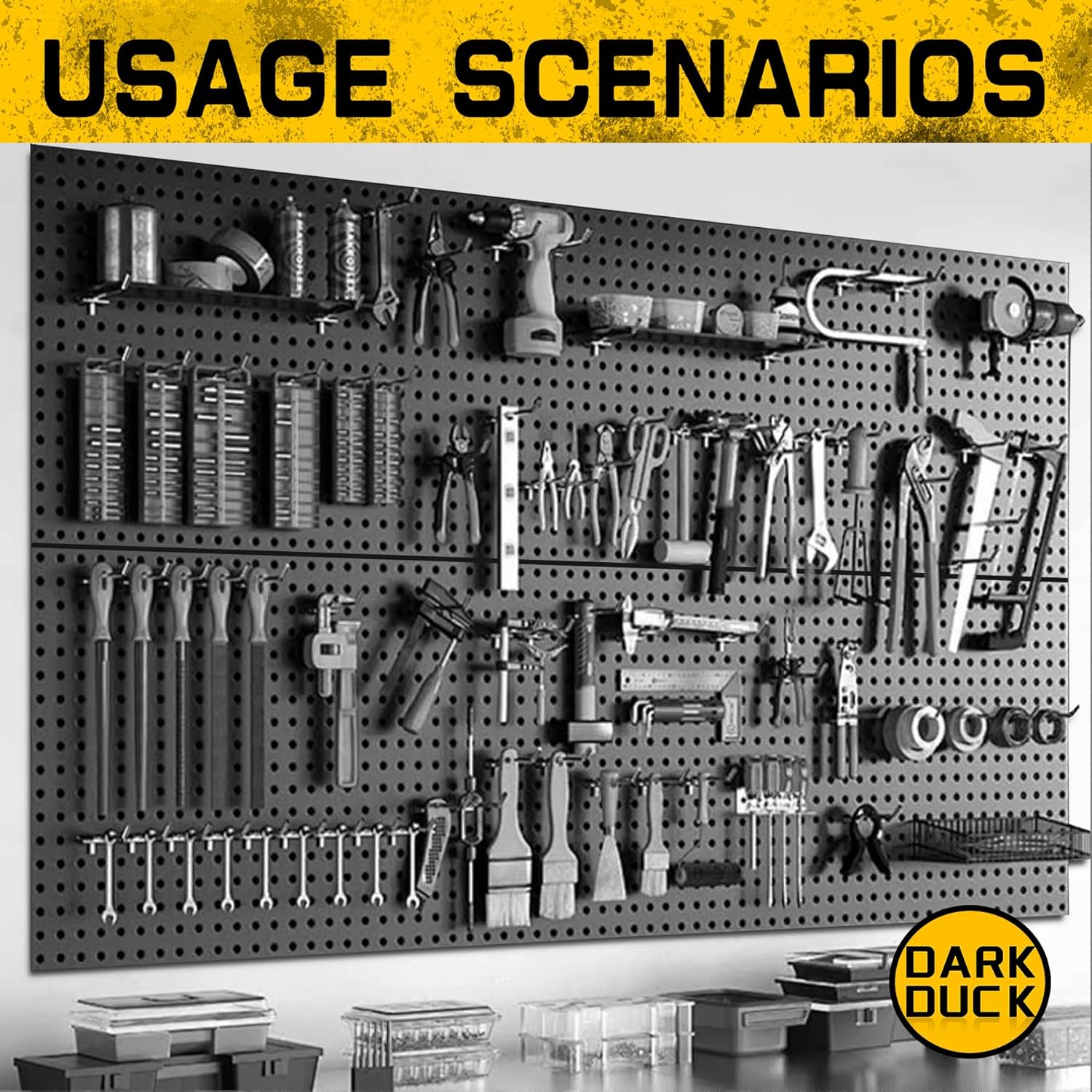 100PCS Pegboard Accessories Organizer Kit,Paper Towel Holder,Closet Organizers and Storage - Easy Storage and Organization for Garage, Workbench,Shelves,Tools.(12x24 Inch Panels with Hooks)