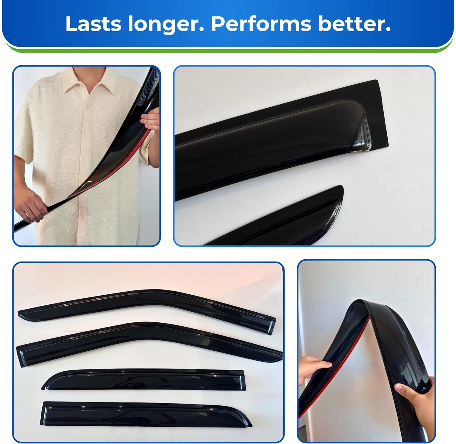 KPY Window Visor Compatible with Chevrolet Chevy Aveo Sedan 2007-2010, 4PC Rain Guard Side Window Vent Deflectors Tape-On Mugen Style, 2007 2008 2009 2010