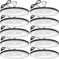 100W UFO Led High Bay Light(10 Pack),IP66 Waterproof,120VAC,15050LM 5000K Daylight Area Lighting,450W MH/HPS with Plug Commercial Bay Lighting for Warehouse/Shop/Workshop/Barn/Gym/Factory