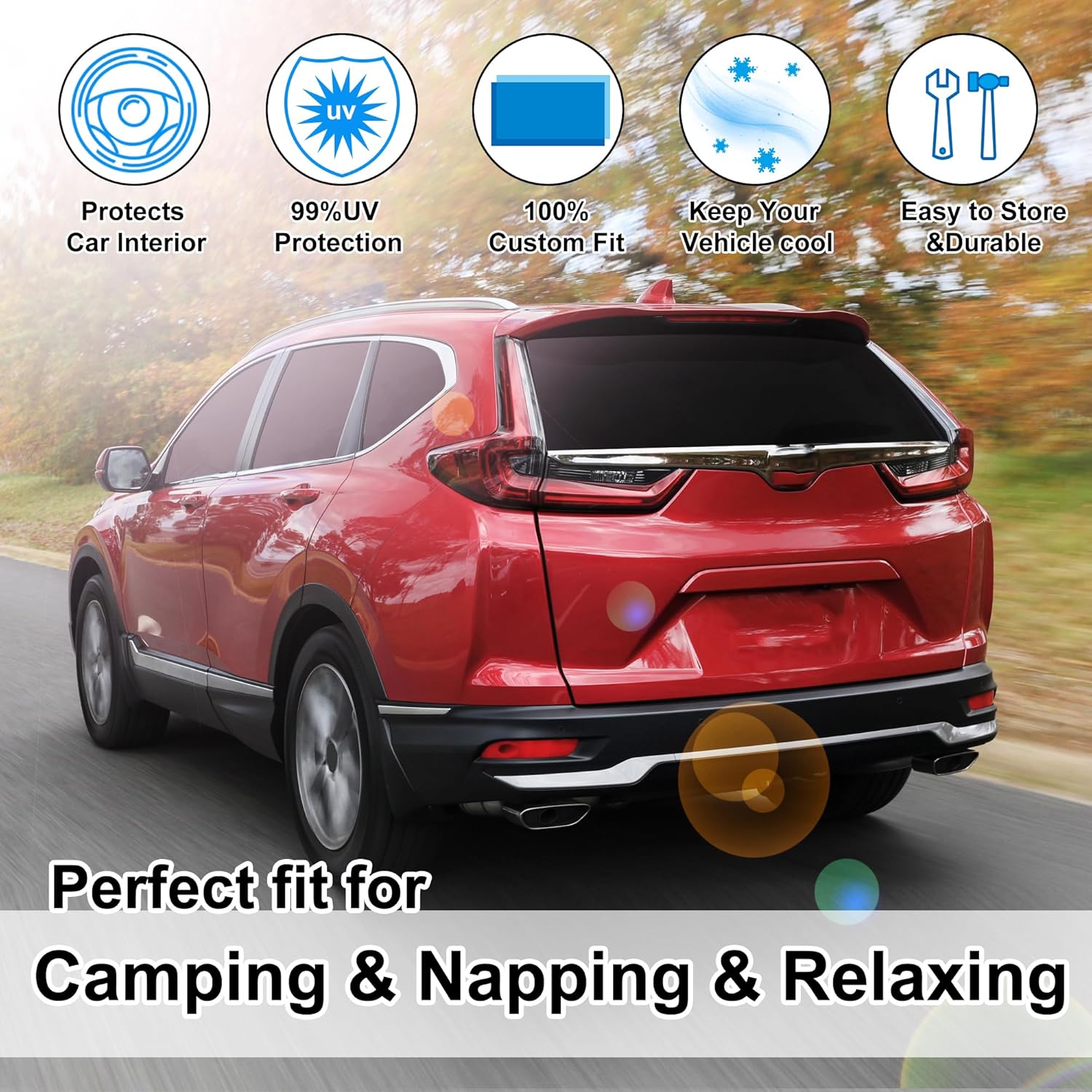 TINGLU Window Shades for Honda CR-V CRV 2017-2022 Accessories Car Side Full Windows Rear Triangular Windshield Sun Shade Sun UV Rays & Privacy Protection for Camping,Napping,and Relaxing 8PCS