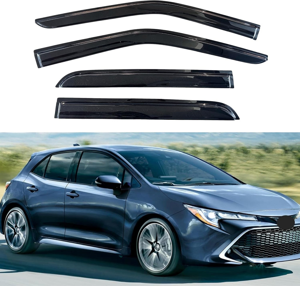 KPY Window Visor Compatible with Toyota Corolla Hatchback 2019-2024, 4PC Rain Guard Side Window Vent Deflectors Tape-On Mugen Style, 2019 2020 2021 2022 2023 2024
