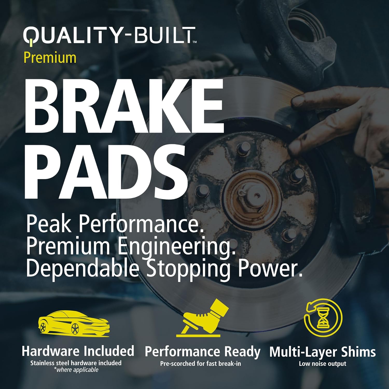 Premium Ceramic Front Brake Pads (1001-0621AC) Compatible with Honda Civic 1993-1995, Honda Civic del Sol 1994-1997
