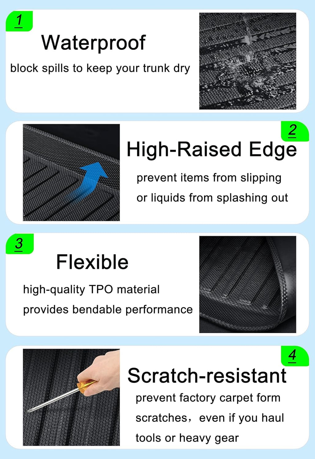 CRV Cargo Liner - Compatible with 2017-2022 Honda CR-V Lower Deck,Not for Subwoofer/Touring/Hybrid Models,All-Weather 3D Waterproof Rear Trunk Tray Floor Mat Custom Fit TPO Accessories