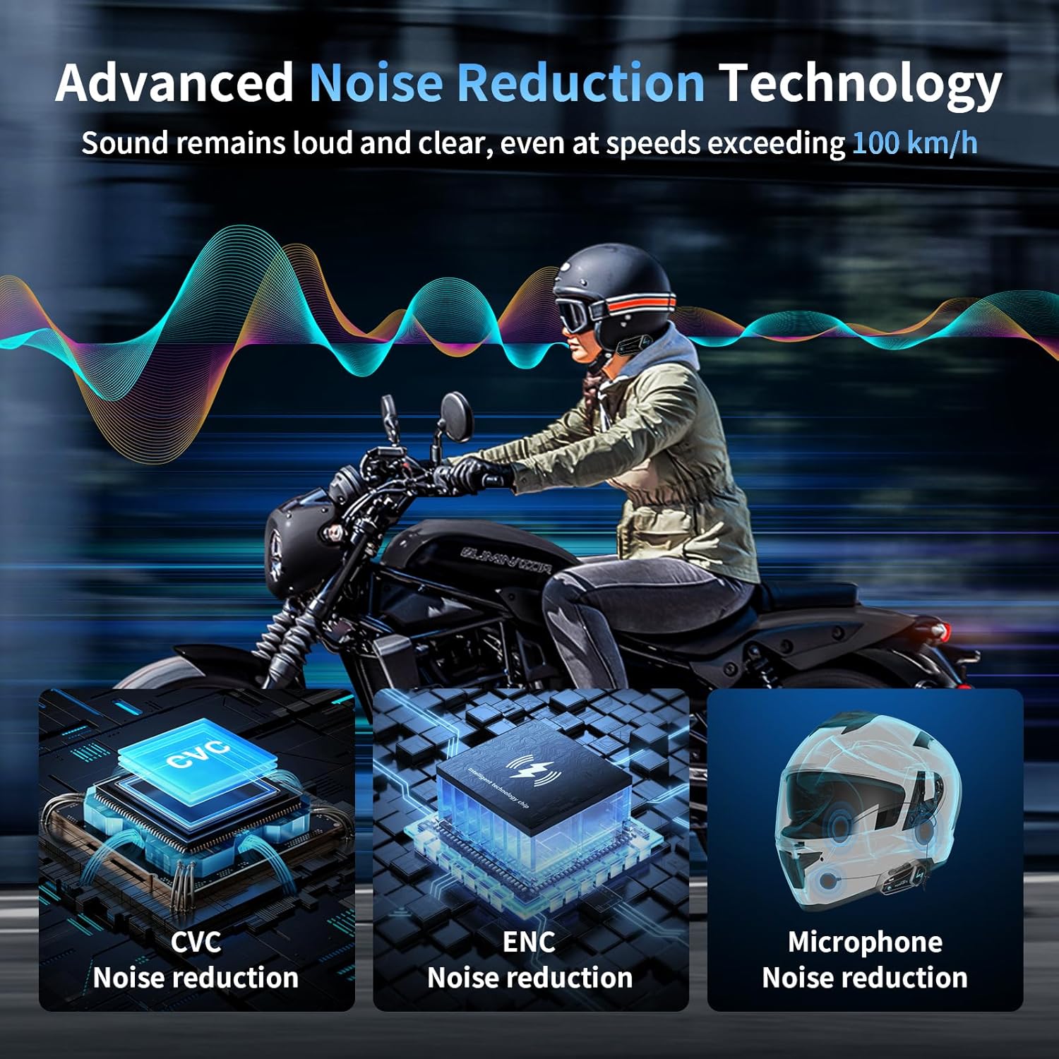 Fodsports M1-S Air Motorcycle Helmet Bluetooth, 4 Riders Motorbike Intercom Headset with Music Sharing, 1000 m Helmet Communication Systems, Quick Pairing/FM Radio/Handsfree/Stereo Music(2 Pack)