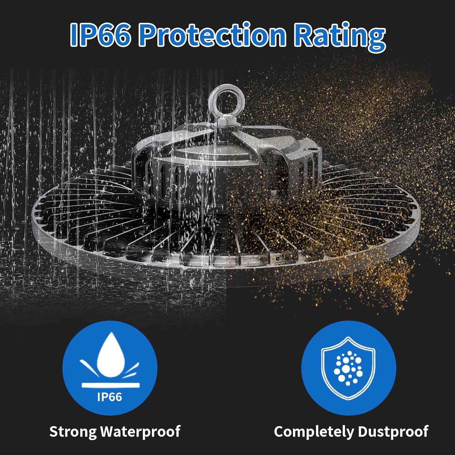 6 Pack UFO LED High Bay Light 250W, 35000 LM, 5000K with 5ft Power Cord, US Plug, Bright LED Shop Light for Basement Commercial Factory Garage Lighting, IP66 Waterproof, AC110-277V, ETL Listded