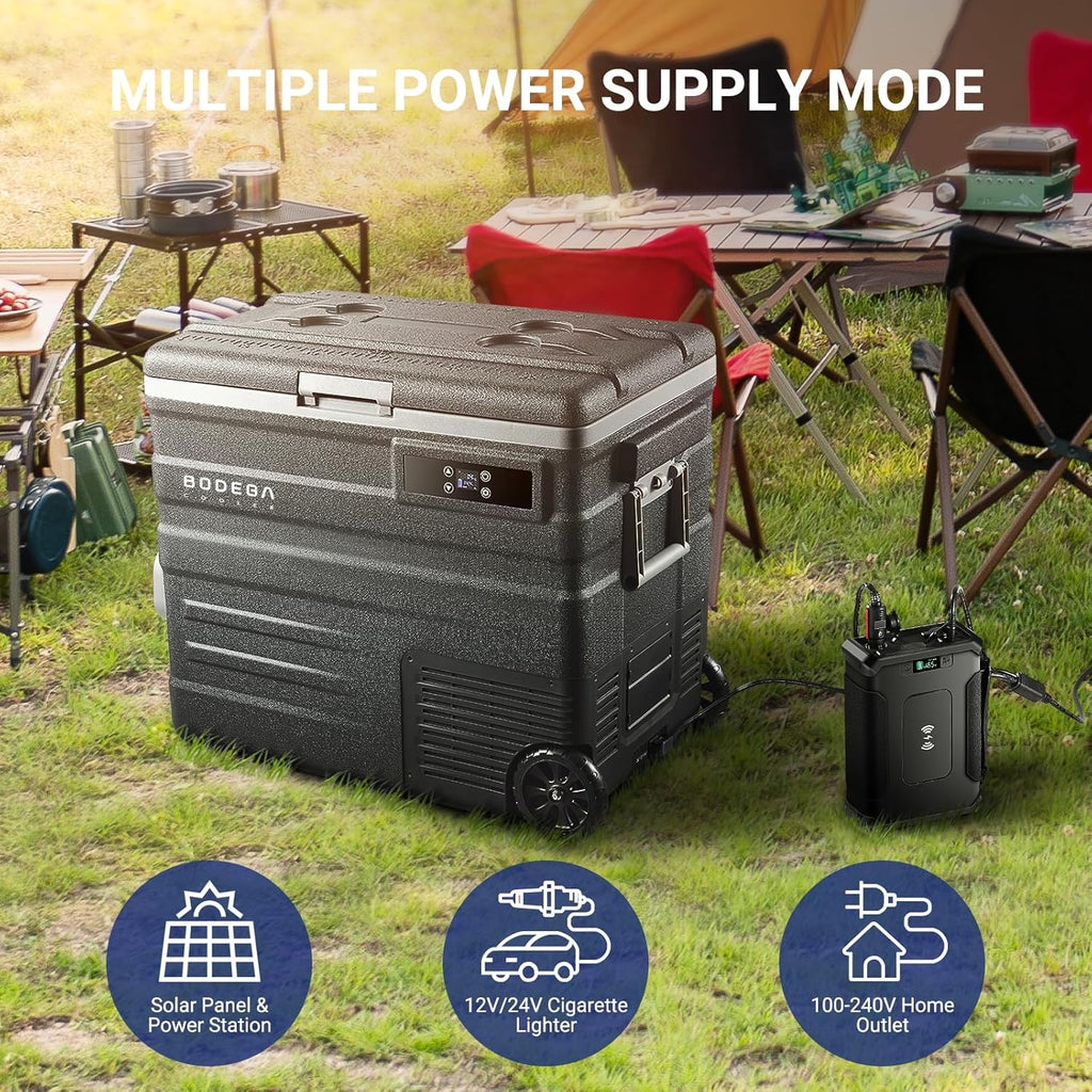 BODEGACOOLER 12 Volt Car Refrigerator,68Quart(65L) Camping Fridge,RV Portable Freezer Single Zone,with APP Control,-4℉-68℉ Car Cooler,12/24V DC and 100-240V AC,for Travel,Truck,Outdoor,Vehicles