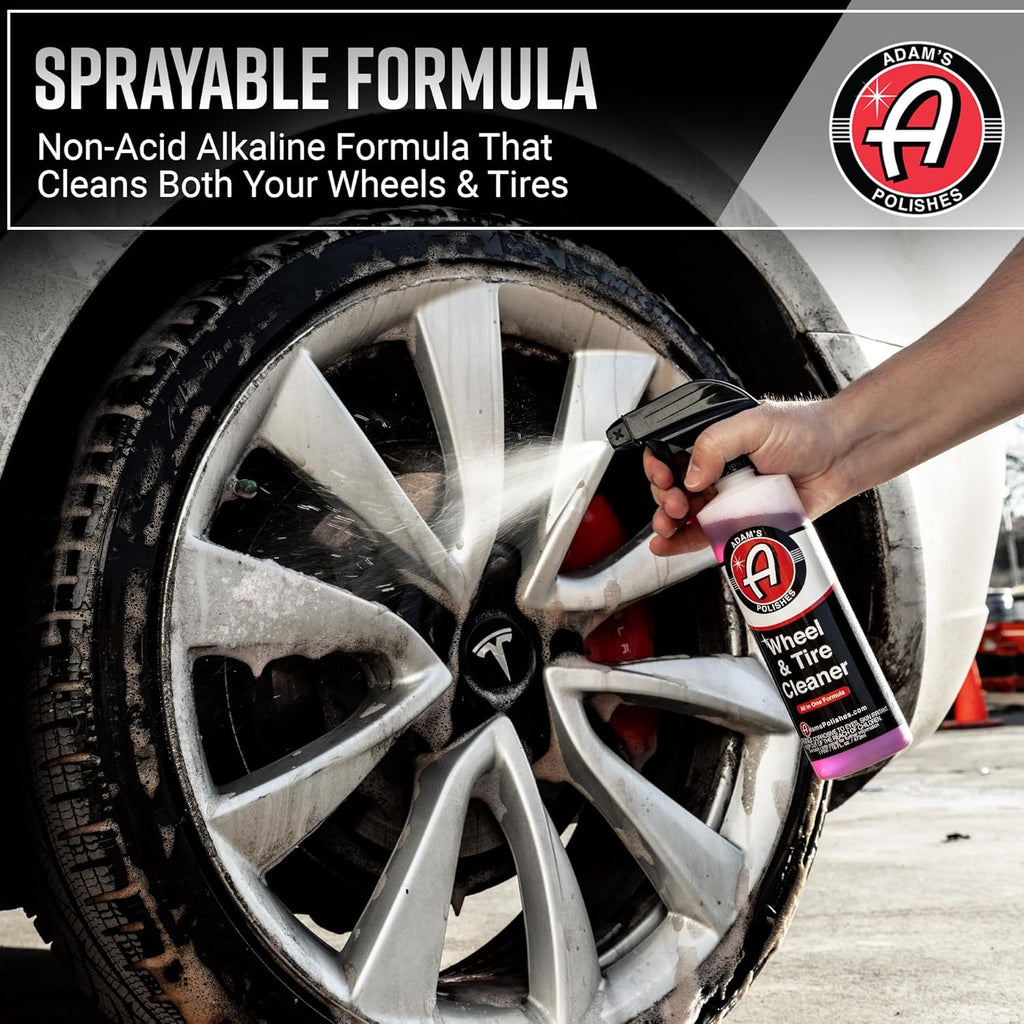 Adam’s Wheel & Tire Cleaner Combo - Professional All In One Tire, Wheel, Rim, Barrel, Rubber, Well Cleaning Spray for Car Washing & Auto Detailing - Safe On Most Rim Finishes