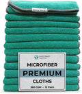 EvaClean Premium Microfiber Cleaning Cloth 16"x16" - Reusable, Washable, Non-Scratch, Microfiber Towels for Cleaning, Dusting, Polishing, High Absorbency & Durability, Green, 12-Pack