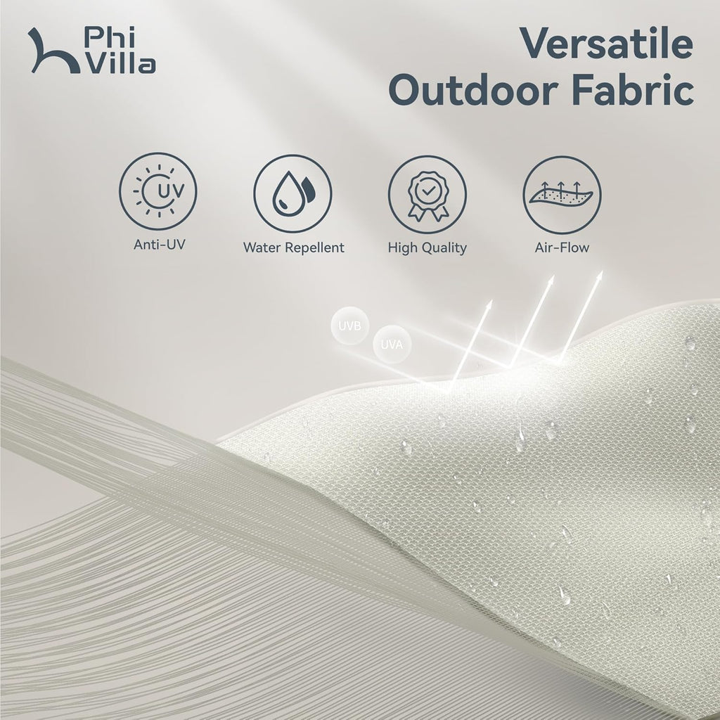 PHI VILLA 15ft Large Patio Umbrellas with Base Included, Outdoor Double-Sided Rectangle Market Umbrella with Stand, Outside Umbrellas for Poolside Lawn Backyard, Ivory
