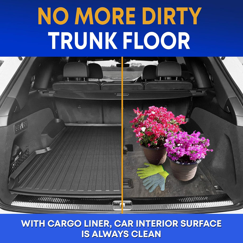 Premium Cargo Liner for Audi Q7 SQ7 2018-2025 - 100% Protection - Custom Fit Car Trunk Mat - Easy-to-Wash & All-Season Black Cargo Mat - 3D Shaped Laser Measured Trunk Liners for Audi Q7 2018-2025.