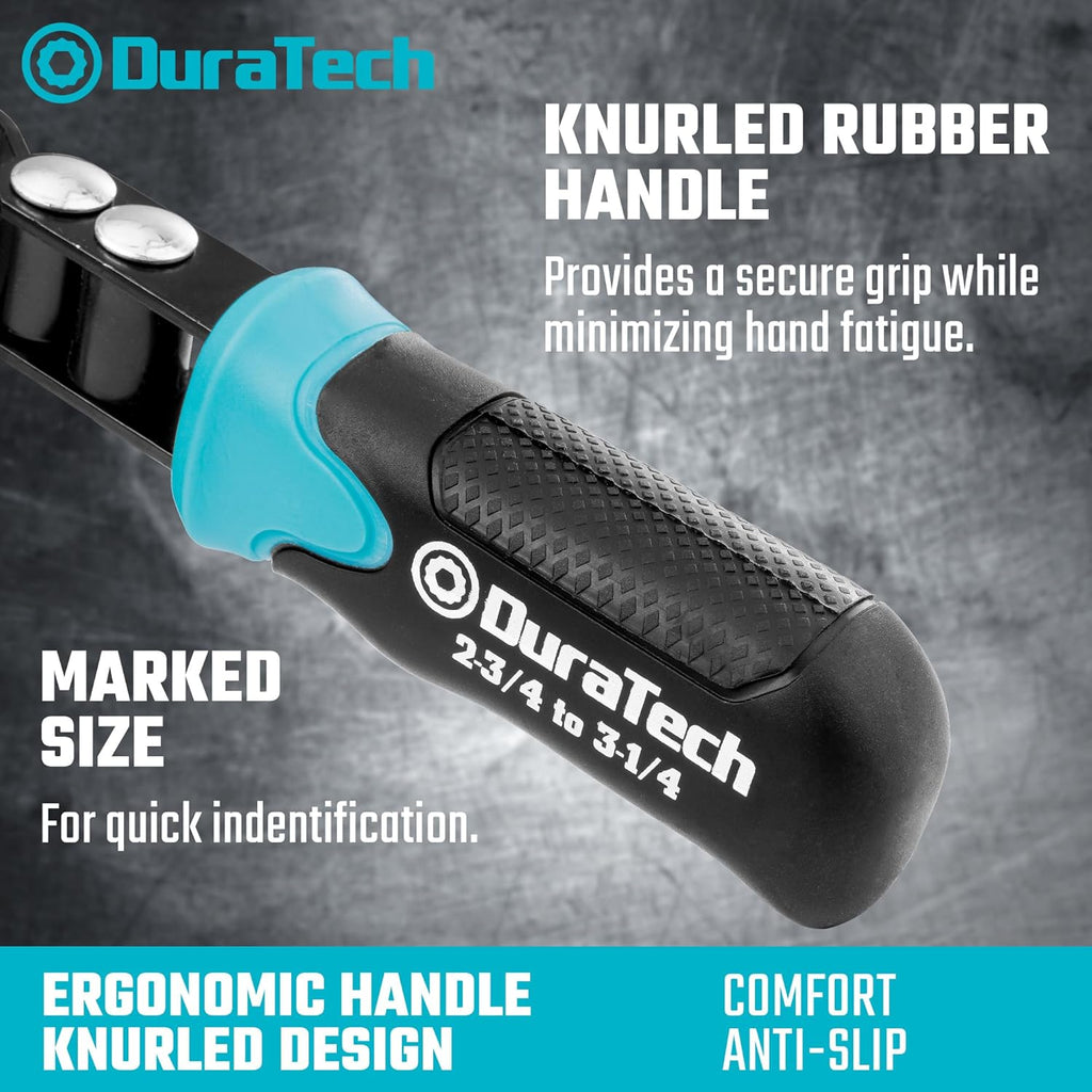 DURATECH Anti-Slip Small Swivel Oil Filter Wrench, Oil Filter Removal Tool Fits Filters 2-3/4" to 3-1/4", Perfect for Car Repair Tools