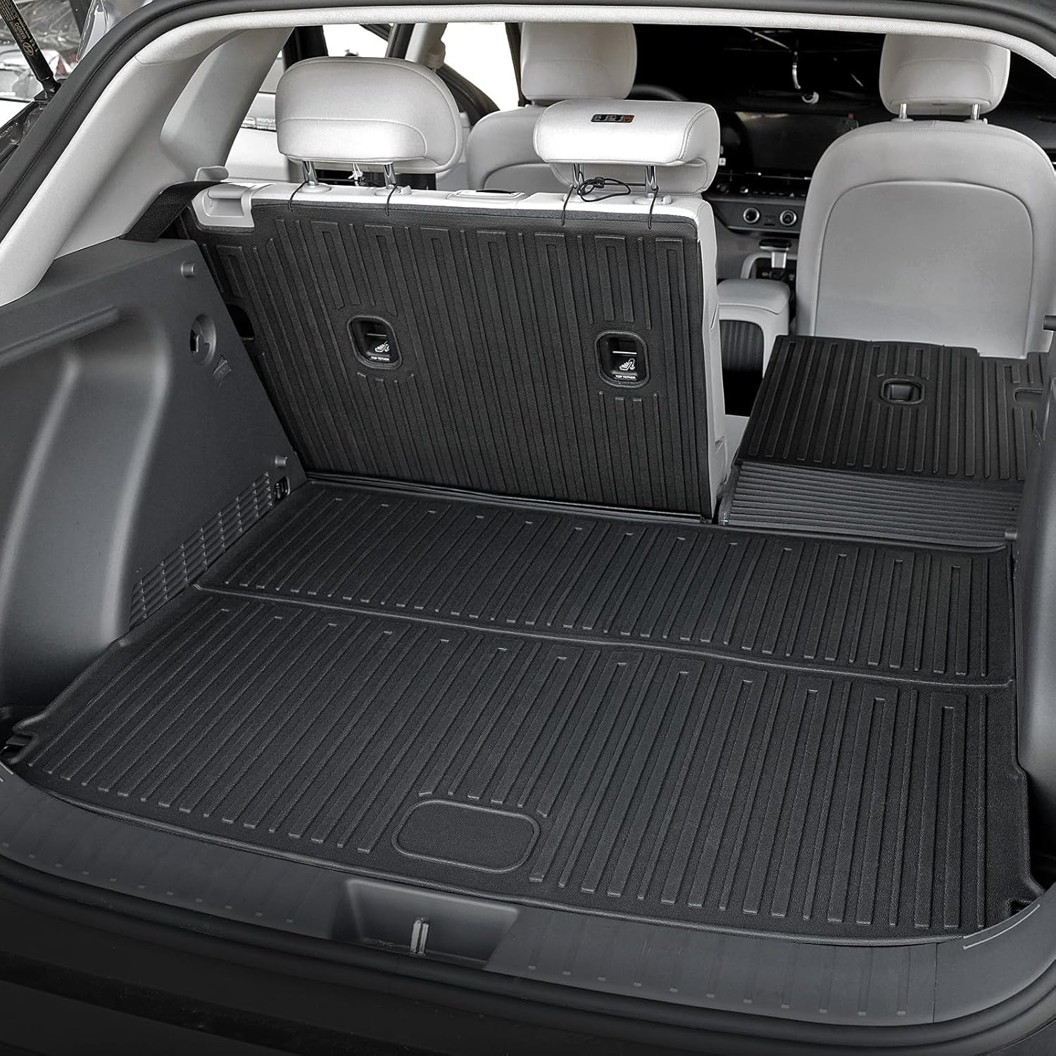 Floor Mats Set for 2024 2025 Hyundai Kona Gas, Full Coverage All Weather Floor Mats Cargo Mat with Backrest Protectors & Door Sill Guards for Hyundai Kona Accessories (Not fit EV/Electric)