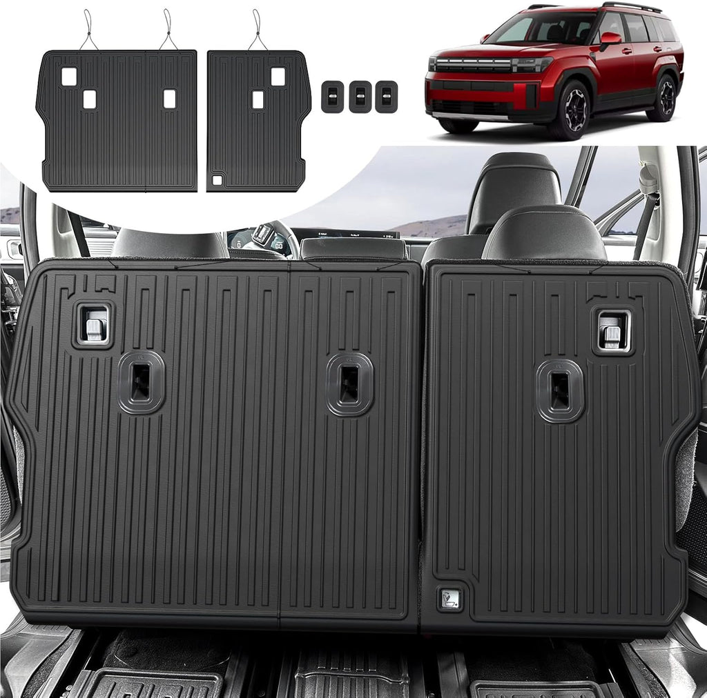 2nd Row Backrest Mat for 2024 2025 Hyundai Santa FE, All Weather TPE Seat Back Covers Durable Kick Mats for 2025 Hyundai Santa Fe Accessories (Fit Hybrid and Fuel)