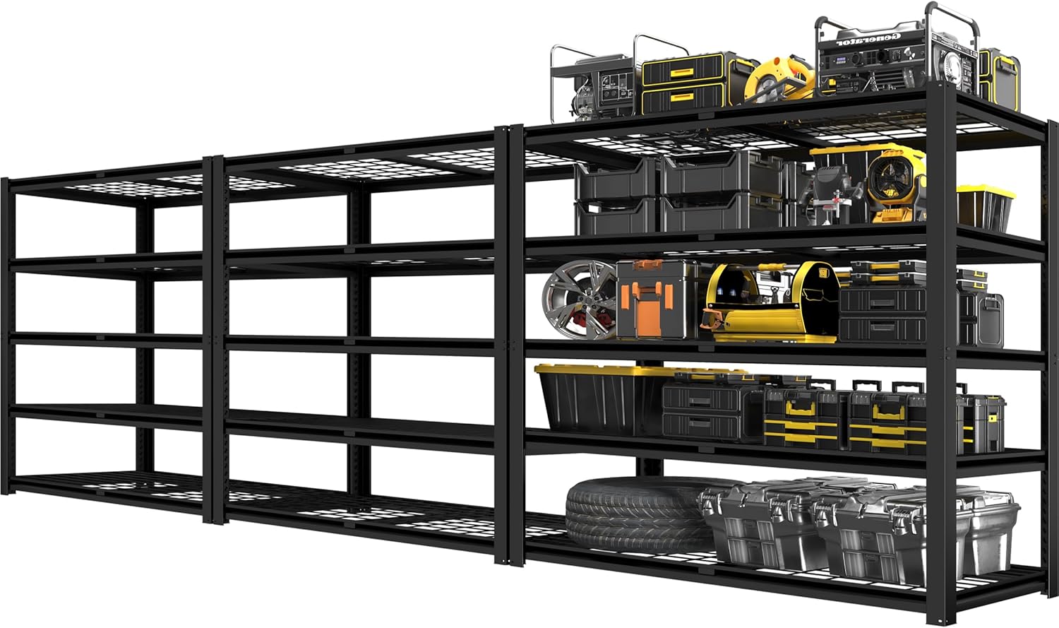 PrimeZone Heavy Duty Storage Shelves - 48" W X 18" D X 72" H Adjustable Garage Wire Shelving Unit, 5 Tier Industrial Metal Shelf Standing Utility Rack for Warehouse, Pantry, Basement, Black, 3 Pack