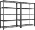 5 Tier Storage Shelves 71"H Wire Shelving Adjustable Metal Shelving,1000LBS Pantry Shelves Sturdy Steel Wire Shelf for Kitchen School Pantry Garage Warehouse ,71"H X35.5"W X13.8"D, Black,2P