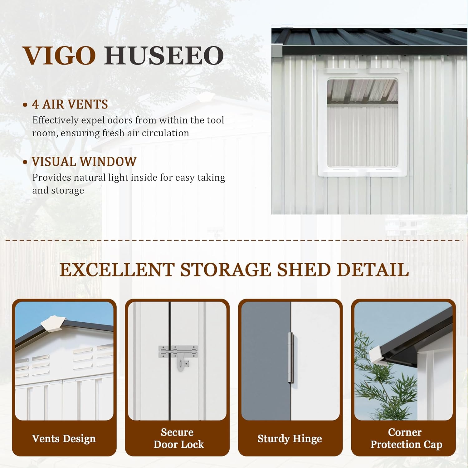 6x3.6FT Storage Shed, Outdoor Galvanized Steel Garden Shed with Lockable Door & Window, Waterproof Metal Tool Storage for Garden, Backyard, Patio, Lawn