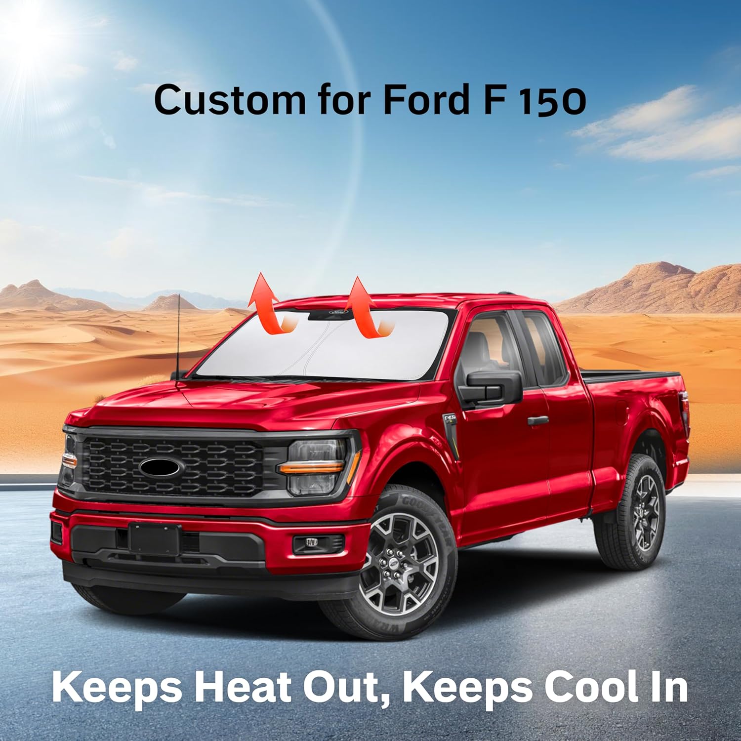 for Ford F-150 2022-2024 2025 EcoNour Car Windshield Sunshade with Storage Pouch - Front Window Sun Protector for UV & Sun Heat - Car Interior Fit Ford F-150 Accessories