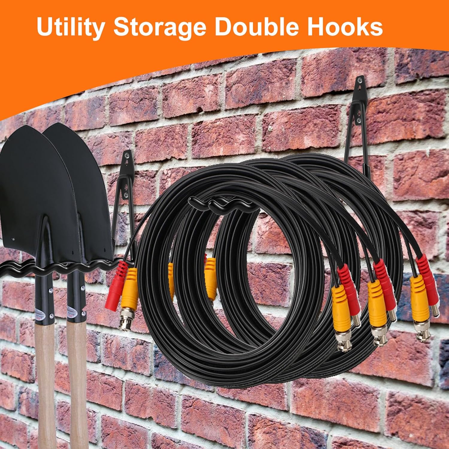 Wall Mounted Garage Hooks Tool Organizer, 10 Inch Garage Storage Hook Heavy Duty Utility Wall Hangers Black for Ladders, Hose, Garden Tools, Set of 4