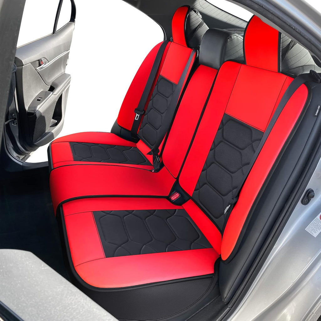 OASIS AUTO Custom Fit Seat Covers for 2012-2025 Toyota Camry, Waterproof Faux Leather Seat Protector Cushion Camry Car Accessories (Full Set, Red)