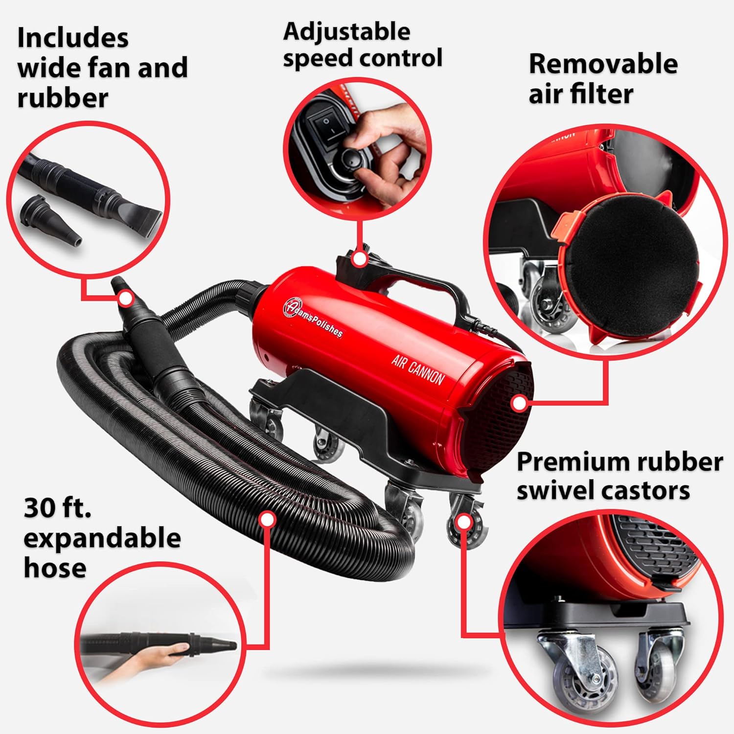 Adam's Polishes Air Cannon Car Dryer Blower - Powerful Detailing Wash | Filtered Dryers, Blowers & Blades Safer Than Microfiber Towel Cloth
