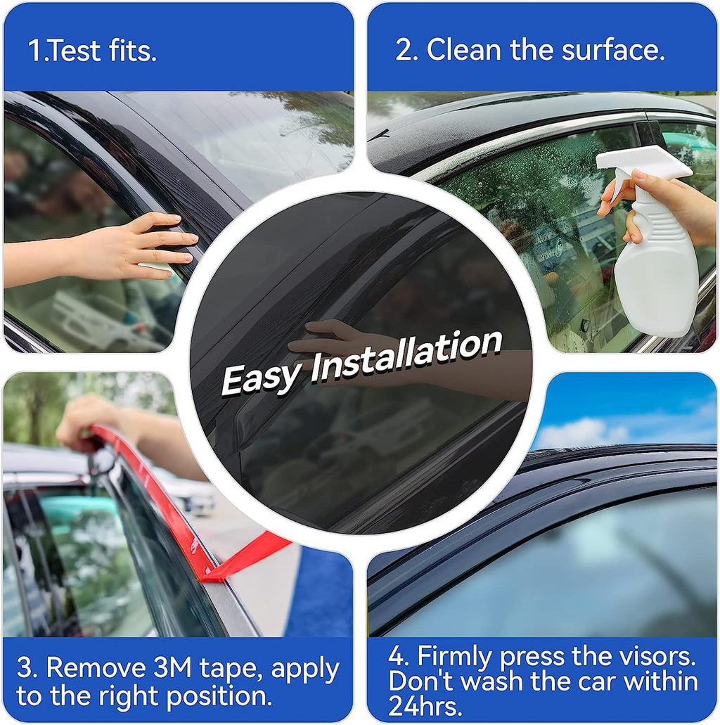 Window Visors Rain Guards for 2005-2015 Toyota Tacoma Double Cab, Out-Channel Window Vent Wind Deflectors Visors Shades for 05-15 Tacoma