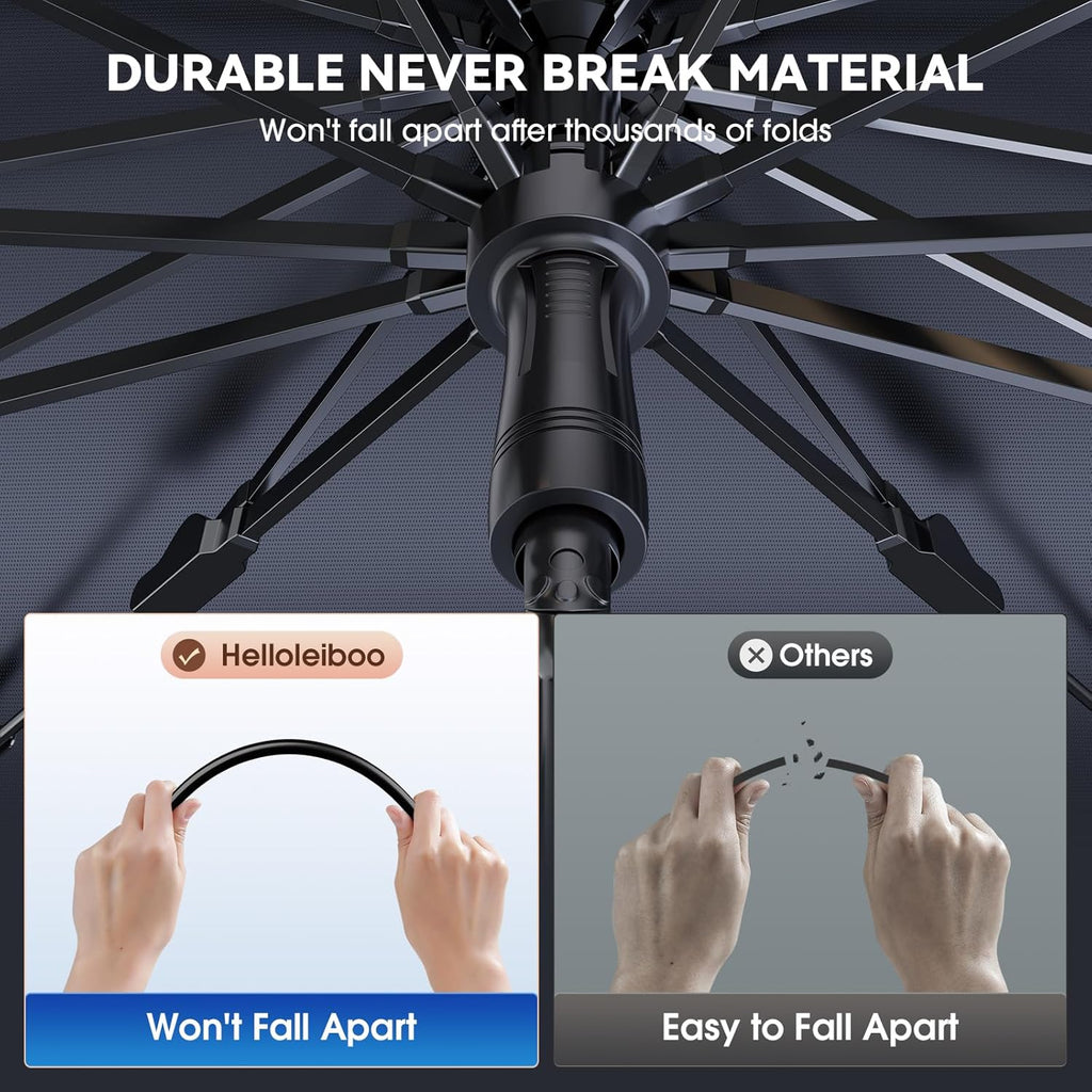 helloleiboo [2025 Upgrade] Car Windshield Sun Shade for Tesla Cybertruck-Foldable Windshield Sun Shade 64 * 58-Reflects UV Automotive Interior Sun Protection Easy to Use/Store