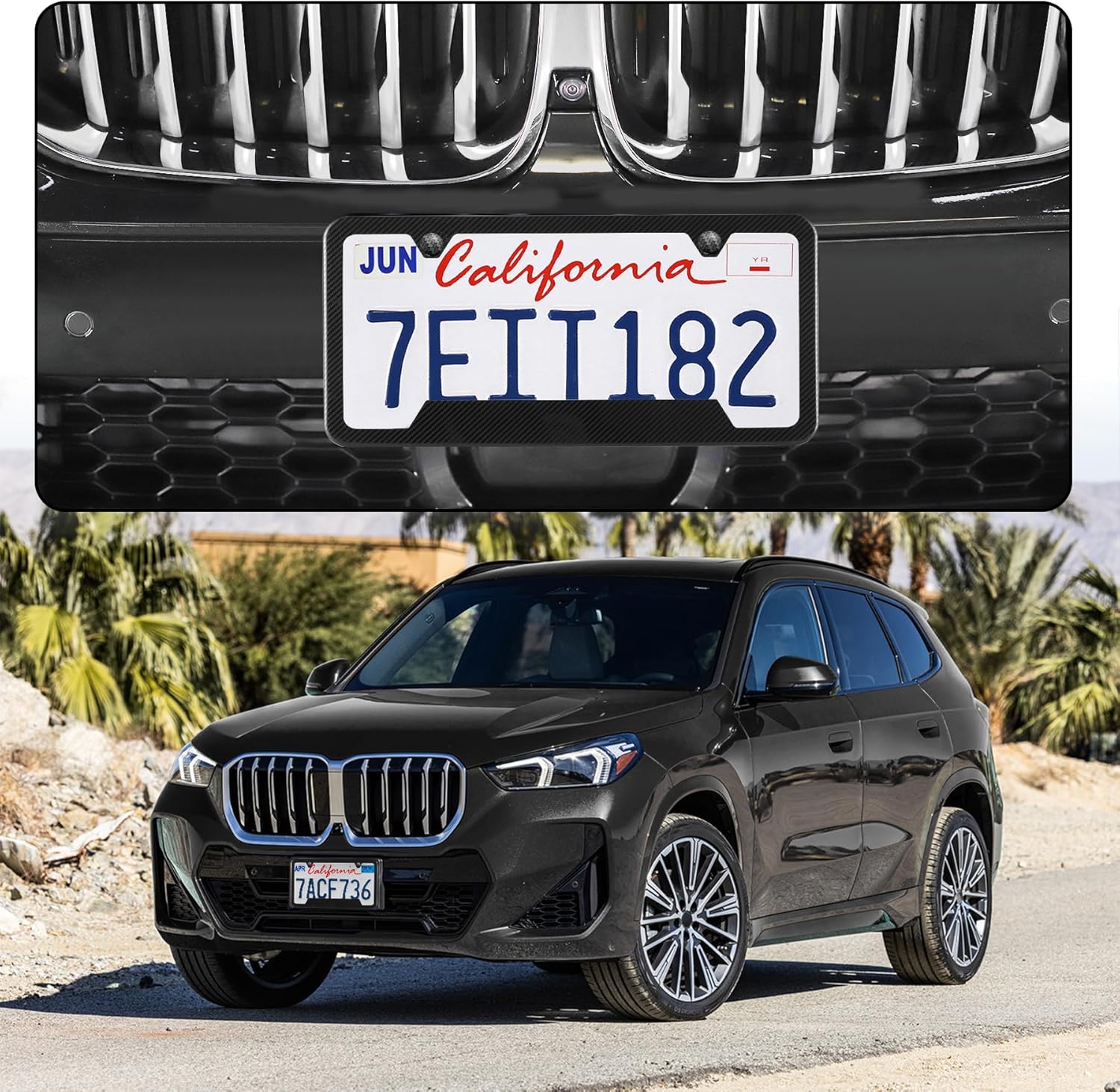 LivTee Carbon Fiber License Plate Frames, 2 Holes Stainless Steel License Plate Covers, 2PCS Car License Plate Holder, Slim Design with Gasket Cover for US Cars, Automotive Exterior Accessories