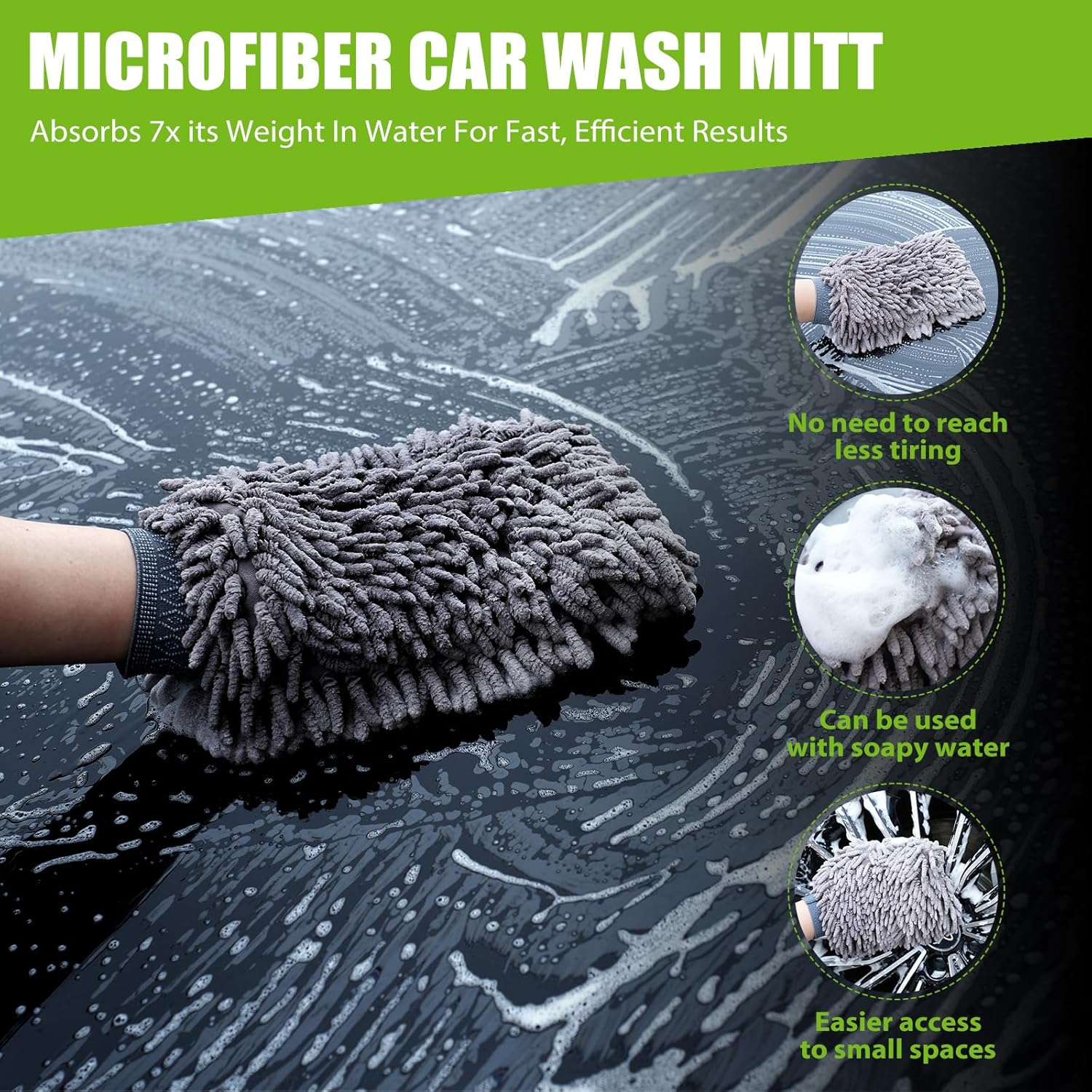 2 Pack Car Drying Towel, Microfiber Towels for Cars (36" x 24"), 1300 GSM Ultra-Absorbent, Streak Free, Premium Double Twisted-Loop Drying Towels Car Detailing with Car Wash Mitt for SUV, RV, Truck