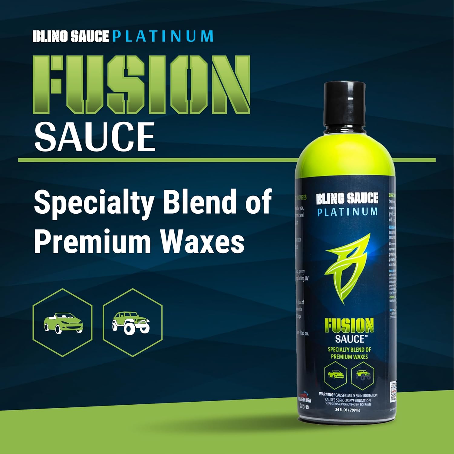 Platinum Fusion Sauce, Graphene & Ceramic Car Wax Blend for Maximum Gloss & Shine, 24oz.