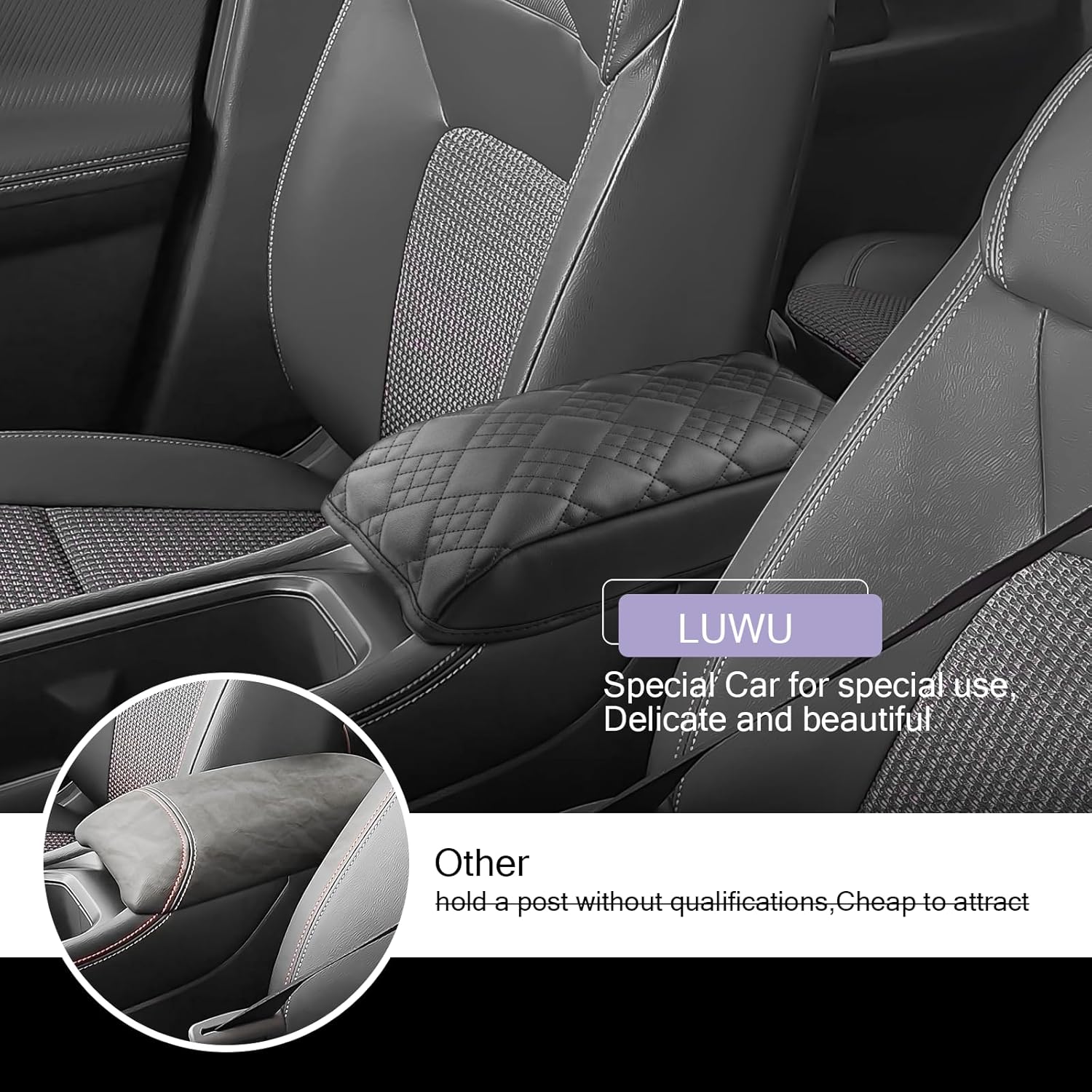 LUWU 2025 Kicks Center Console Cover Compatible with 2025 Nissan Kicks Accessories 2025 Kicks S/SV/SR Armrest Cover Armrest Console Cover (Thick Black)