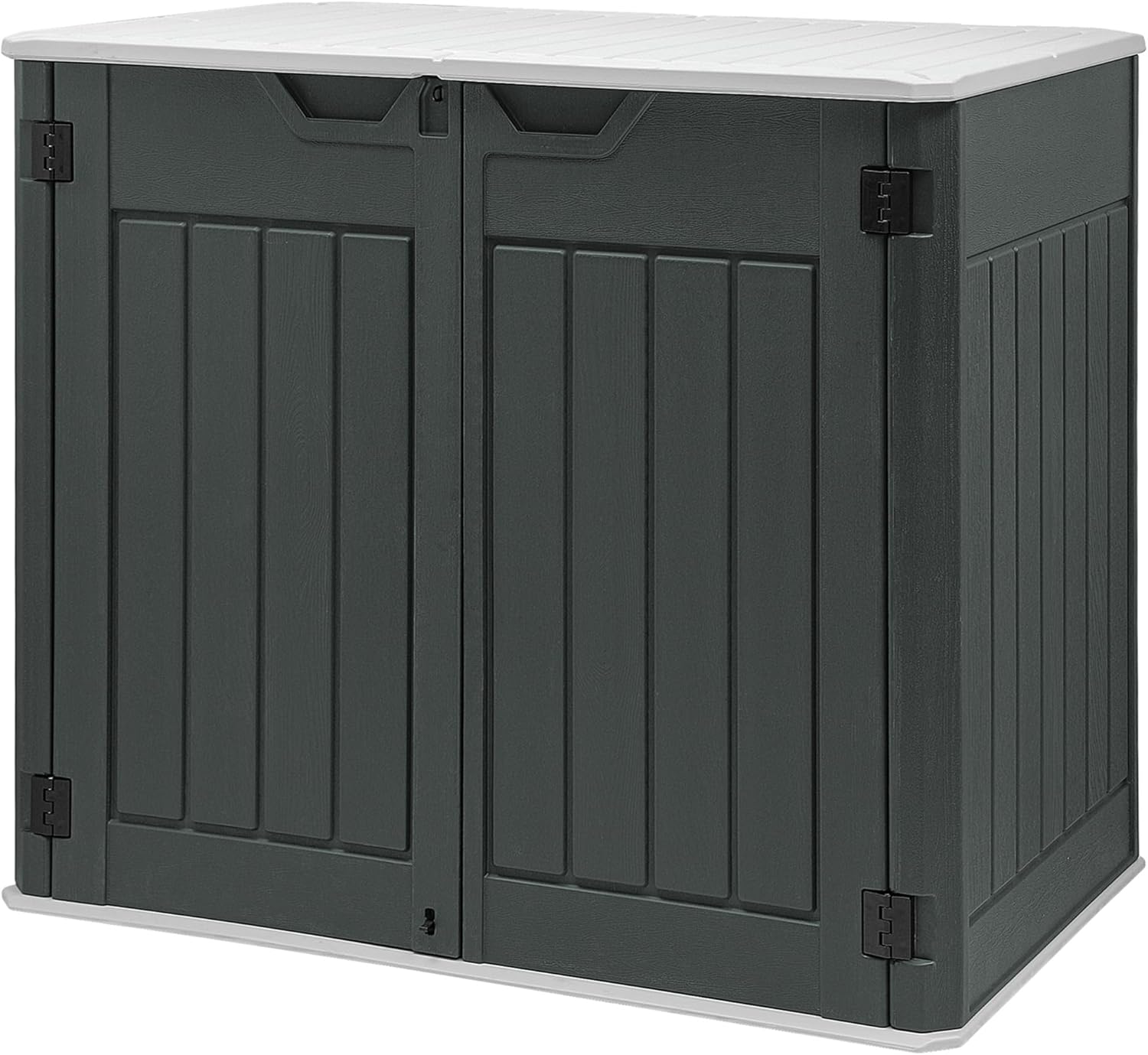 GOOBED 4.5x4ft Outdoor Horizontal Resin Storage Shed, 47 cuft Large Waterproof Tool Shed, No Shelf Included, Lockable, Easy Assembly (Dark Gray)