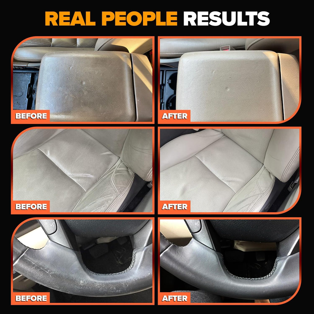 Carfidant Leather Cleaner & Conditioner Kit - Car Seat, Couch, Sofa, Shoes, Bags, Furniture - Restores & Protects - Includes Cleaning Pad & Microfiber Towel - pH Balanced Leather Care