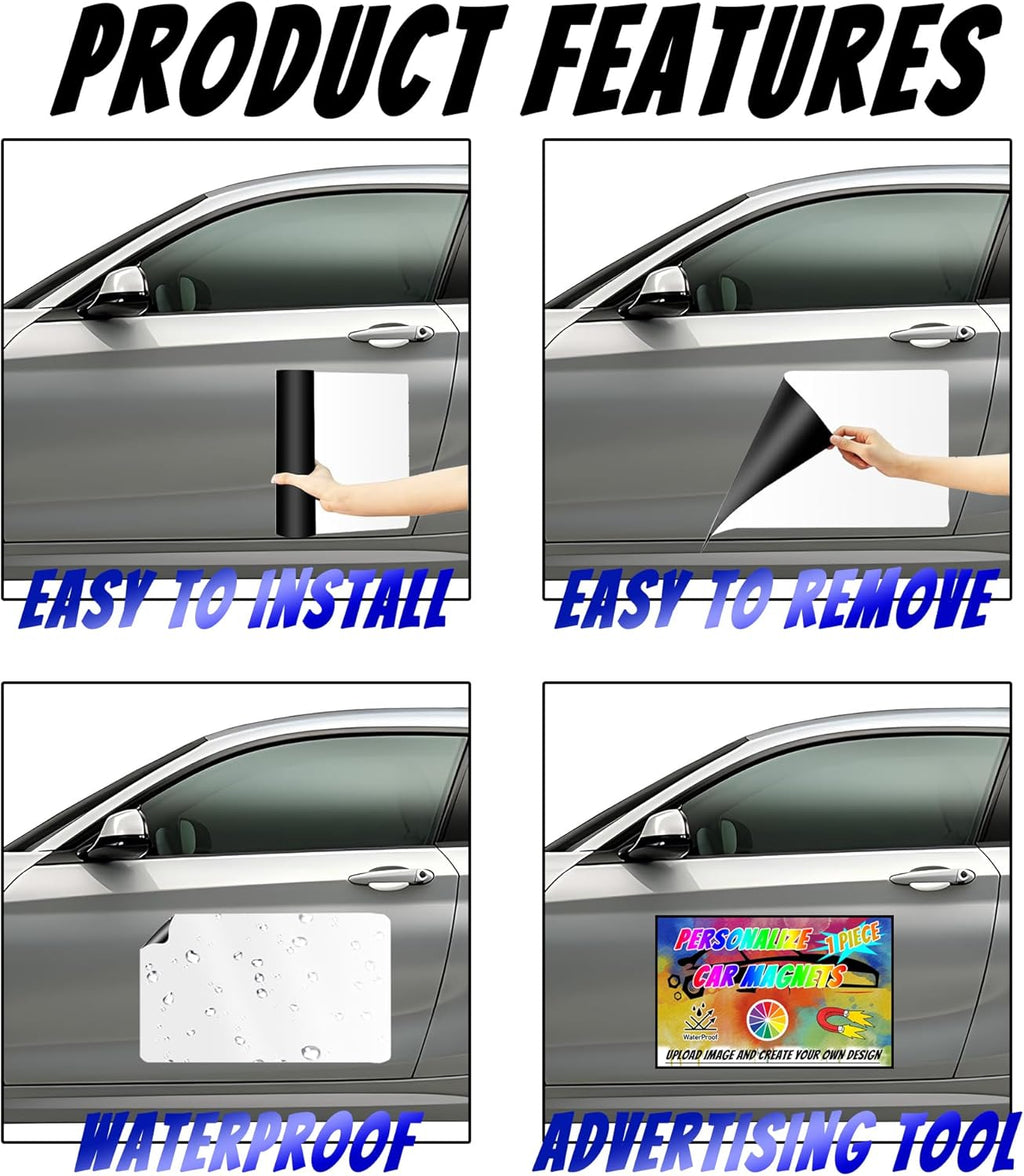 Custom Magnet Car Stickers, Personalised car Magnetic Signs for Business, Car Magnet with Text/Logo/Image,No Melting No Blow Off Easy to Move